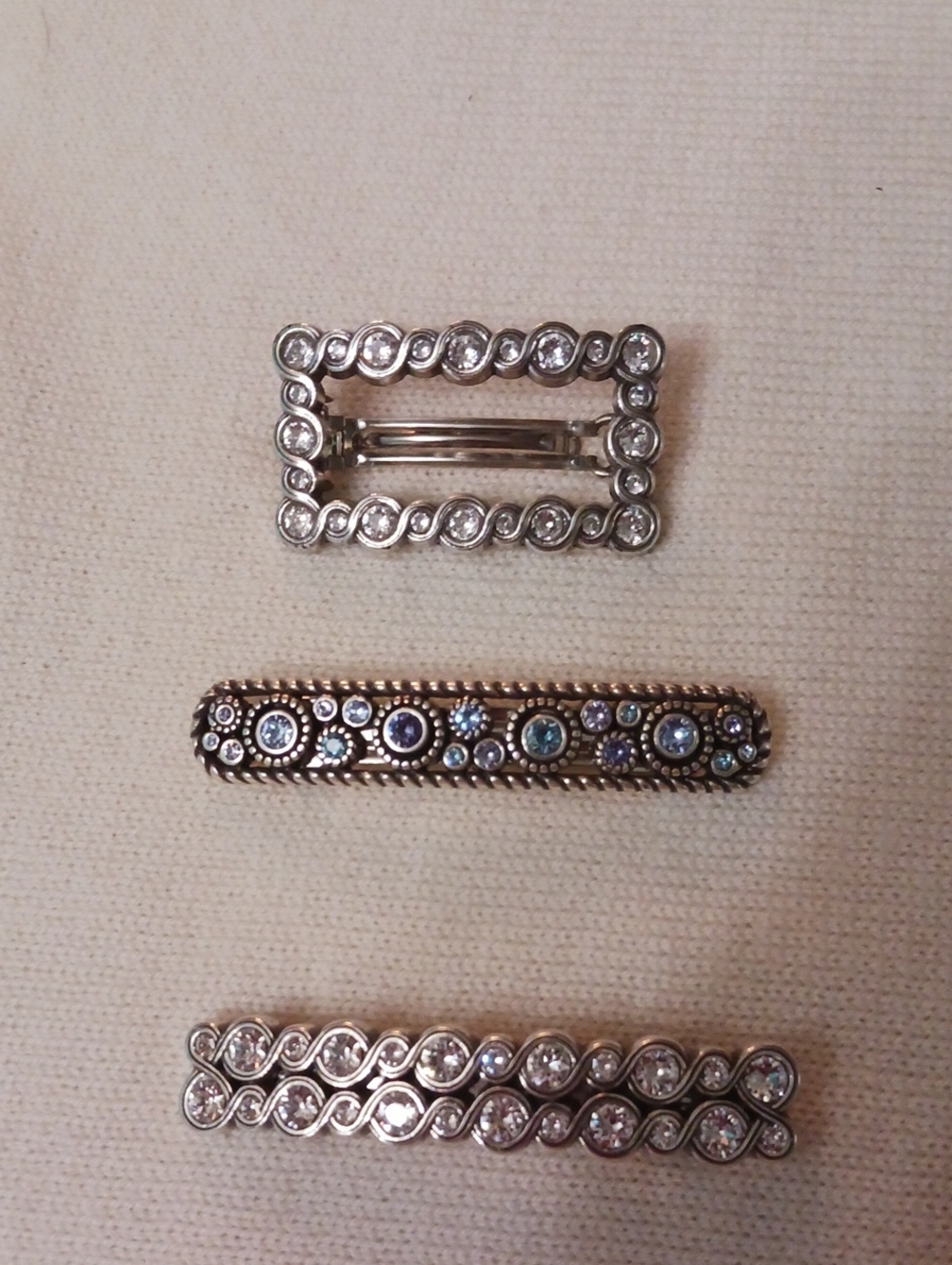 Brighton Rhinestone Barrette Set - Silver and Gold Tones